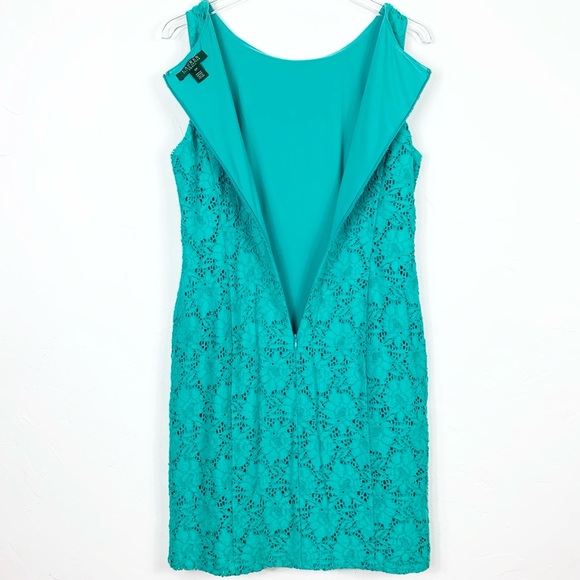 RALPH LAUREN Teal Turquoise Lace Sheath Dress 12P - Picture 5 of 7